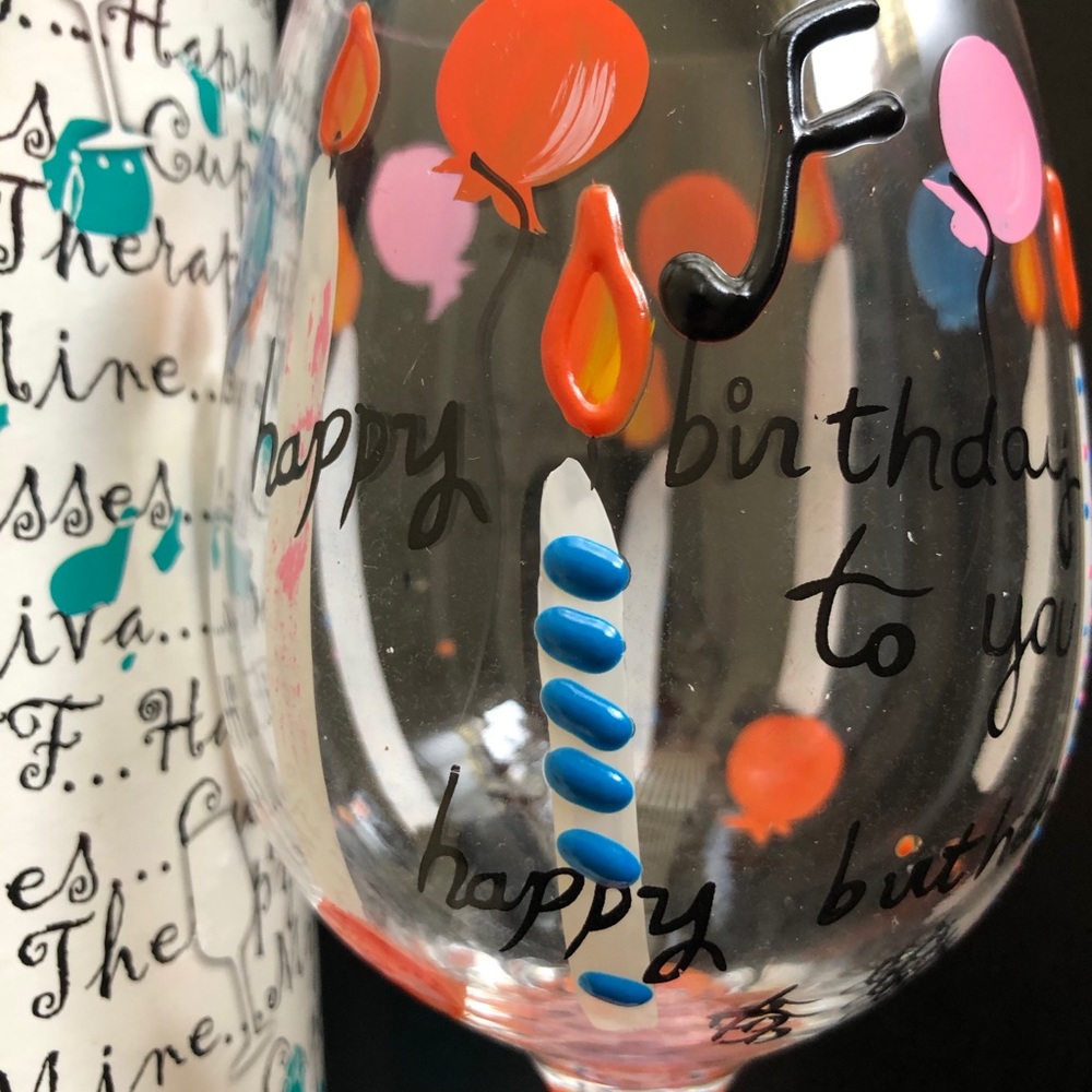 Delish Happy Birthday Hand Painted Wine Glass - Picture 9 of 12